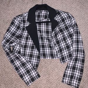 Black and White Tartan Blouse